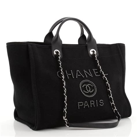 chanel deauville tote small black|chanel canvas tote 2021.